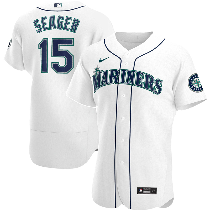 2020 MLB Men Seattle Mariners 15 Kyle Seager Nike White Home 2020 Authentic Player Jersey 1